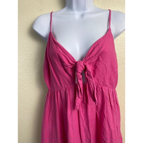 Tabitha Brown Target Tiered Smocked Maxi Linen Blend Dress Pink Red size Medium - Picture 9 of 11